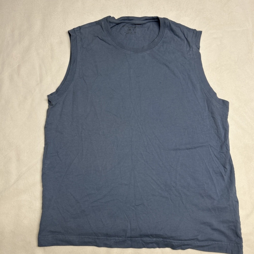 Eddie Bauer Mens Medium Sleeveless Tank Top Blue Cotton Casual Crew Neck Shirt
